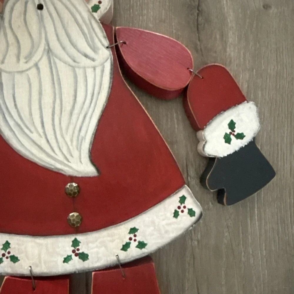 Vtg 90s Hanging Santa Claus Wood 22